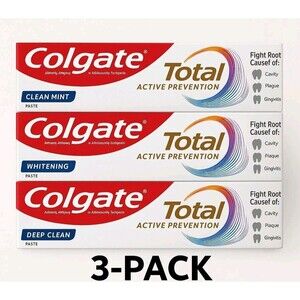 Colgate Total Active Prevention Toothpaste 3-Pack Mint Whitening‎ Deep Clean New